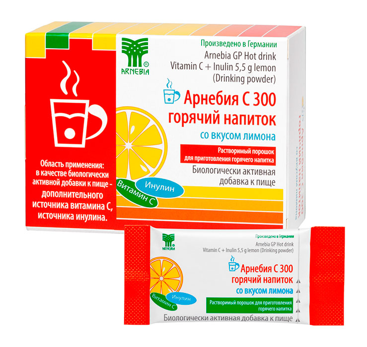 АРНЕБИЯ С 300 горячий напиток со вкусом лимона, 10 пакетиков по 5,5 г
