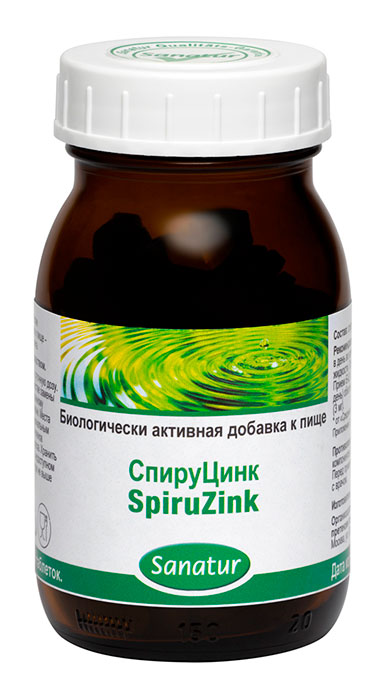 САНАТУР СпируЦинк, 200 таблеток по 400 мг в стеклянной банке