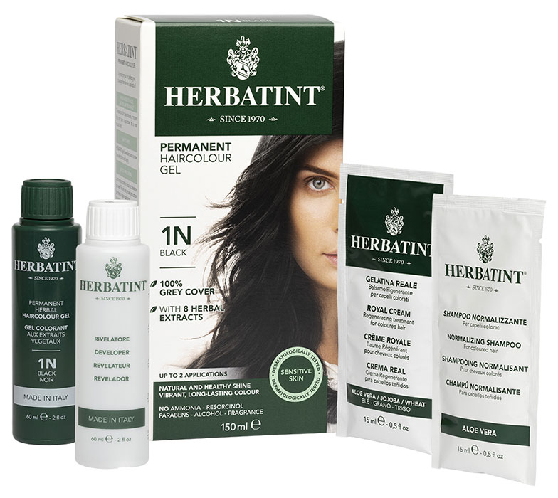ГЕРБАТИНТ Гель-краска для волос тон 1N «ЧЁРНЫЙ», 150 мл_(уценка)